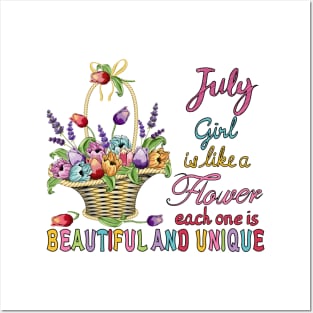 July Girl - Flower Basket Posters and Art